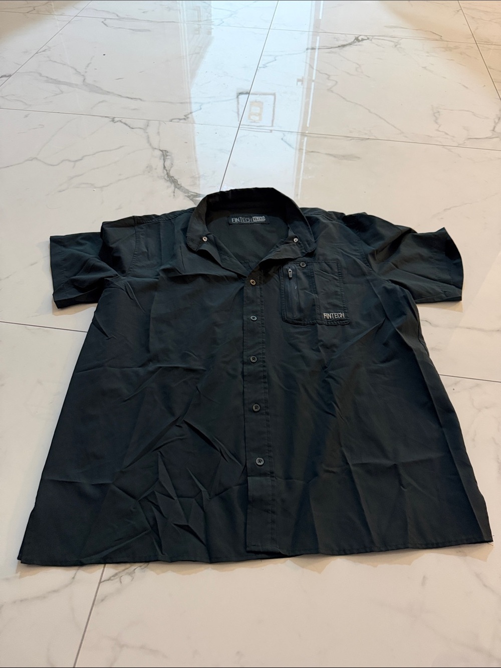 Fintech Blackish green  Short-Sleeve Work Shirt xl  @@@